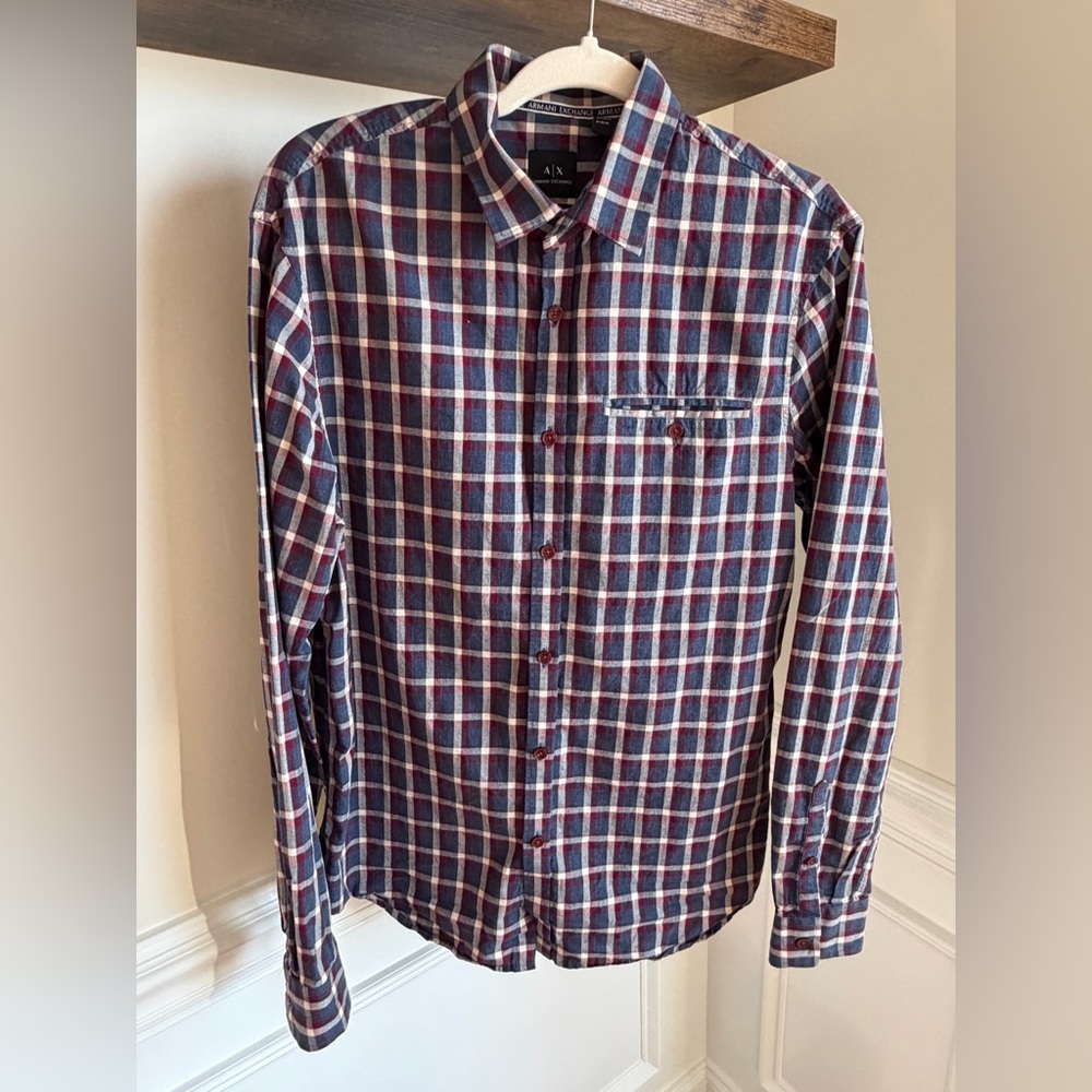 Armani Exchange Checkered Button-Down Shirt